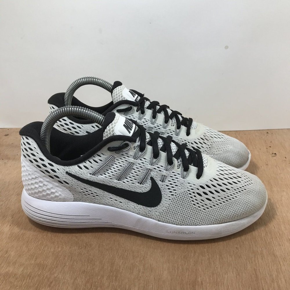 Nike womens Lunarglide 8 Running Shoes 843726-101 White Black size 8